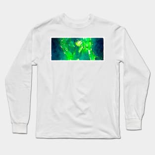 Green Flames Watercolor Long Sleeve T-Shirt